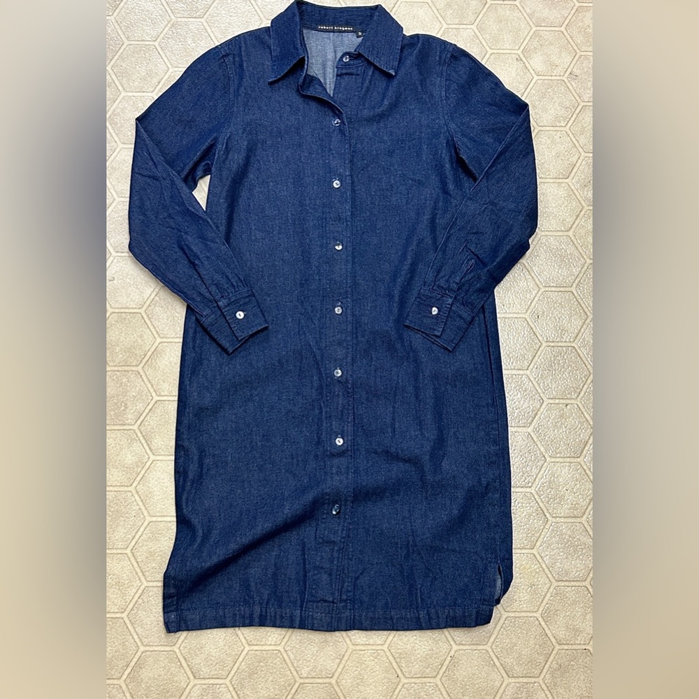 Women’s Small Blue Denim Fabric Button Front Collared ROBERT KRUGMAN Tunic